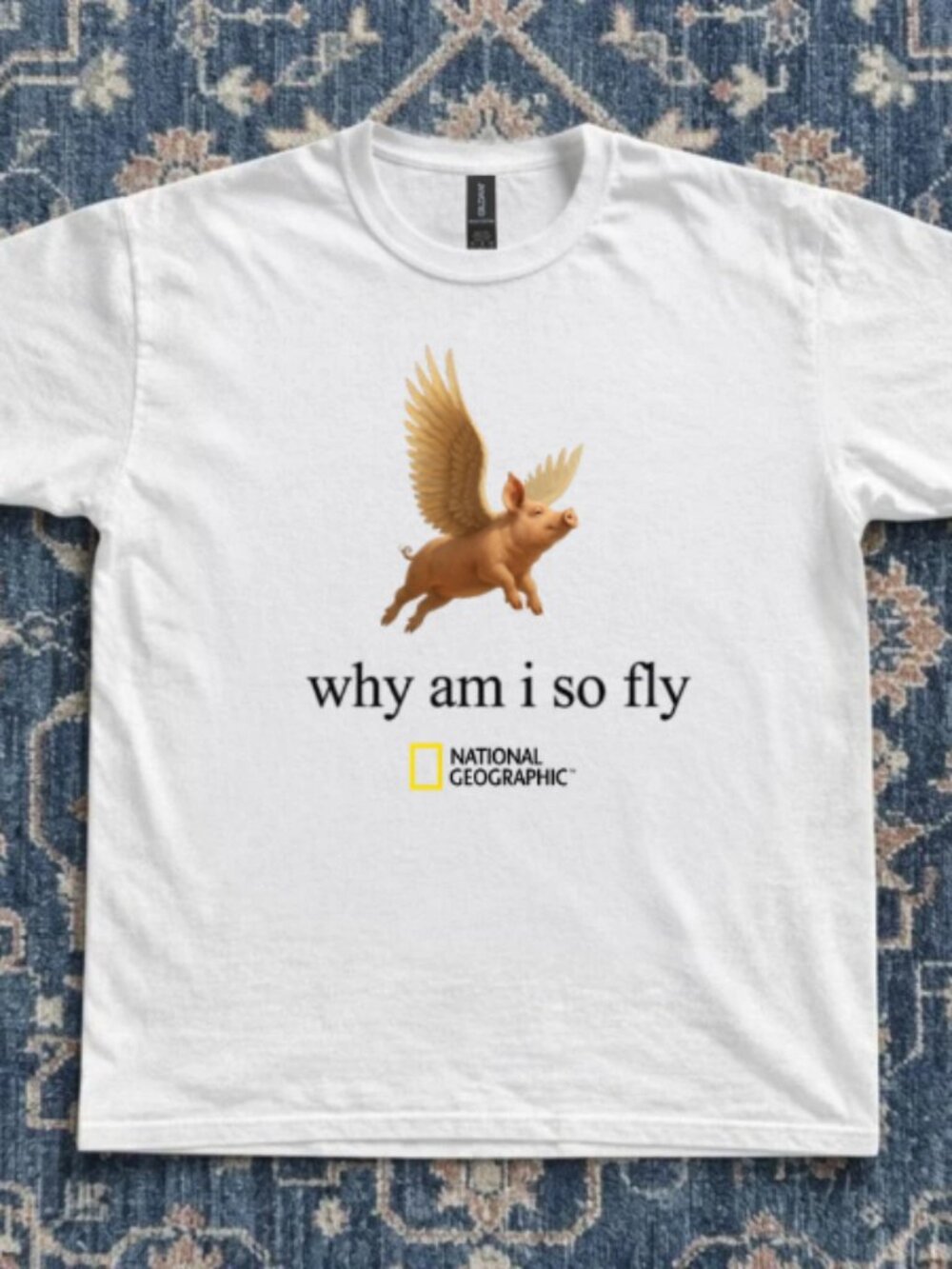White National Geographic Why am i so fly T Shirt